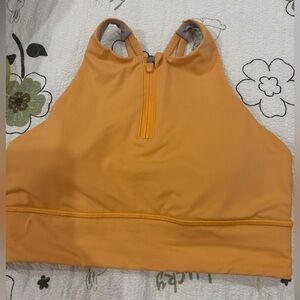 Lululemon Energy High-Neck Longline Zip Front Bra Mango Dream Size 8